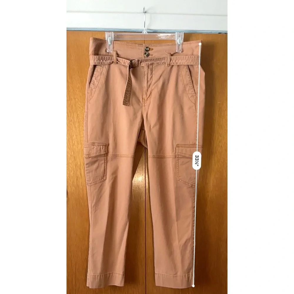 Cabi Womens Cargo Utility Cropped Pants 6 Belted Waist Fashion Modern Terracotta - Picture 7 of 11